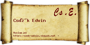 Csák Edvin névjegykártya